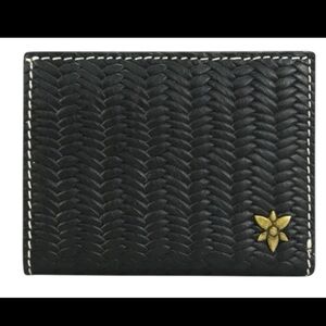 Anna by Anuschka Heritage Leather Black Mini Two-Fold Wallet w/Dust Bag NEW